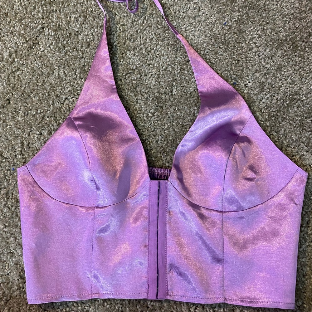 Purple corset halter croptop